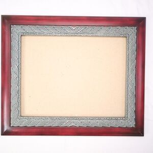 Frame Red Wood and Ornate 9x7 inner frame no glass 12.5x10" overall standing